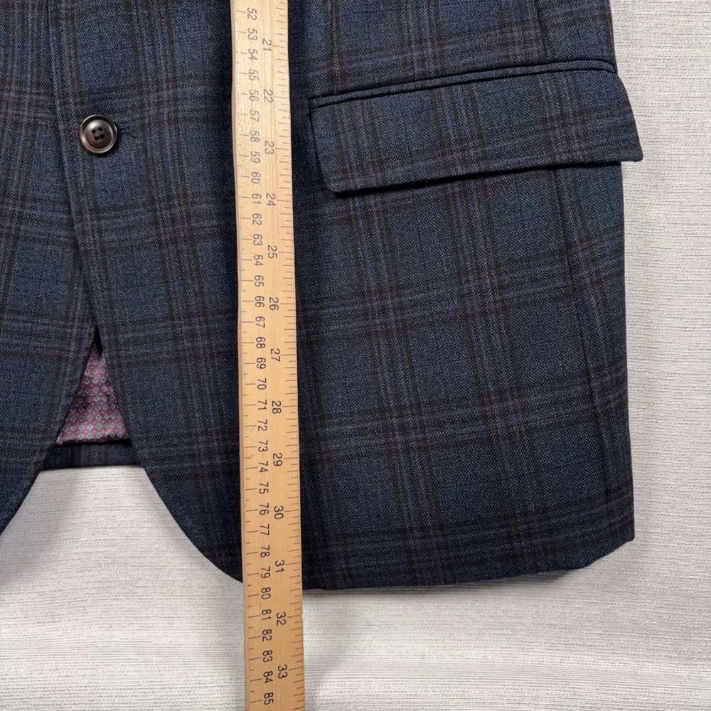 Johnston & Murphy Blazer Mens M Blue Plaid Wool 2-Button Sport Coat - Picture 13 of 16